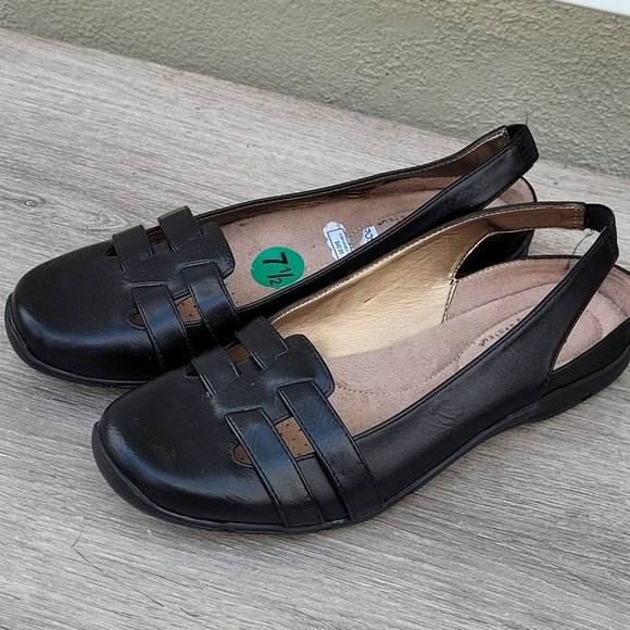Life Stride Danilla Sling Black Faux Leather Flats Sz 7.5 - Picture 6 of 13